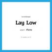 ทำลาย ภาษาอังกฤษ?, คำศัพท์ภาษาอังกฤษ ทำลาย แปลว่า lay low ประเภท PHRV หมวด PHRV