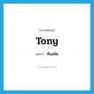 ทันสมัย ภาษาอังกฤษ?, คำศัพท์ภาษาอังกฤษ ทันสมัย แปลว่า tony ประเภท ADJ หมวด ADJ