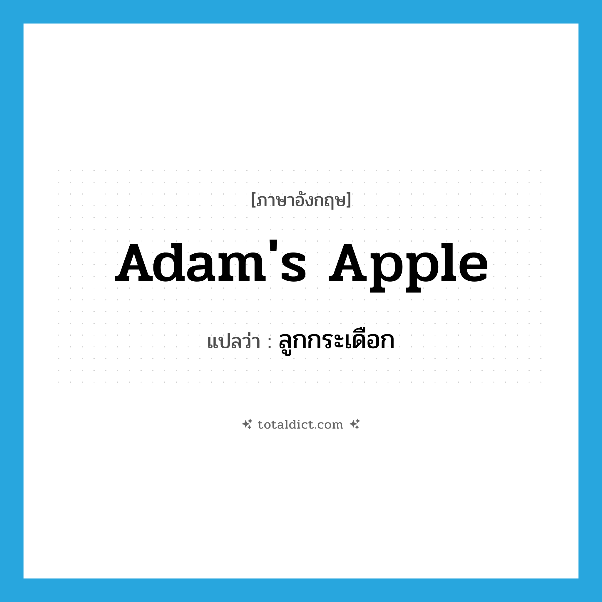 Adam&#39;s apple แปลว่า?, คำศัพท์ภาษาอังกฤษ Adam&#39;s apple แปลว่า ลูกกระเดือก ประเภท N หมวด N