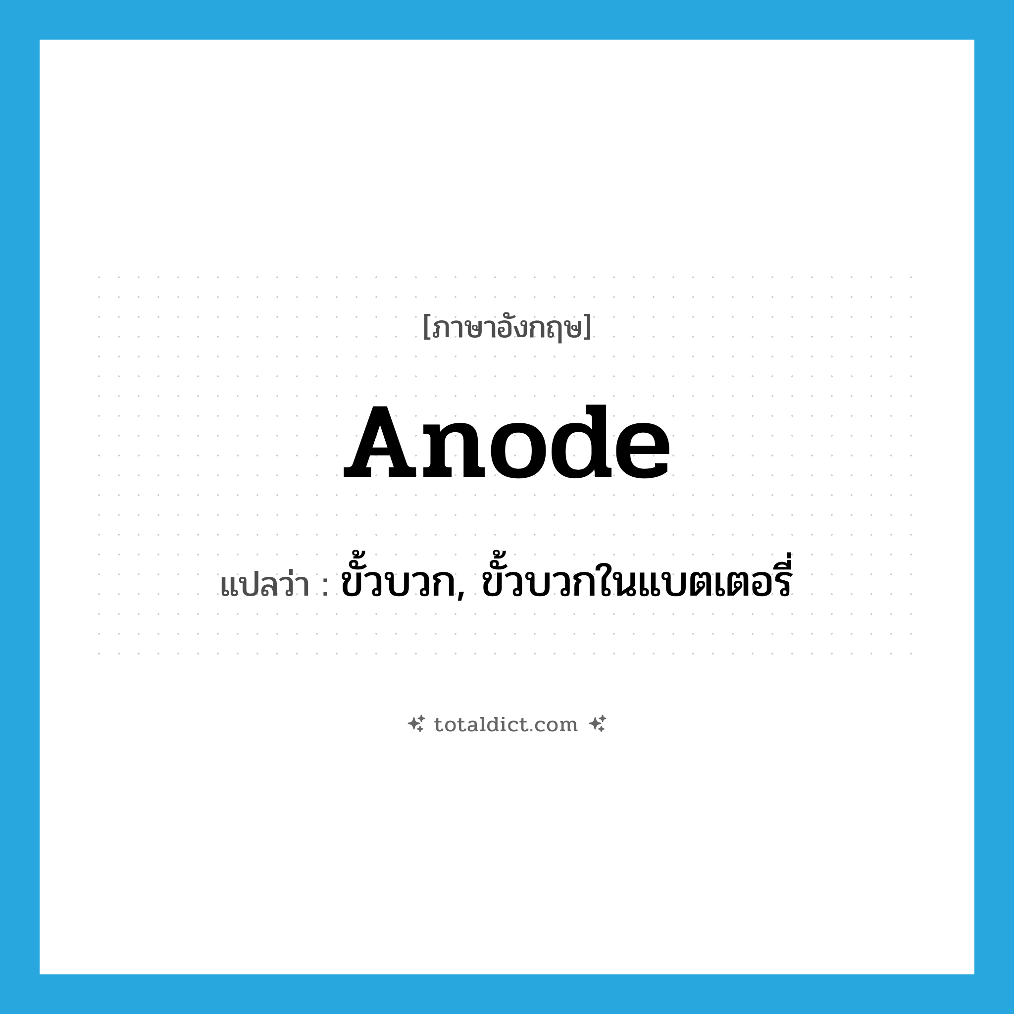 anode แปลว่า?, คำศัพท์ภาษาอังกฤษ anode แปลว่า ขั้วบวก, ขั้วบวกในแบตเตอรี่ ประเภท N หมวด N