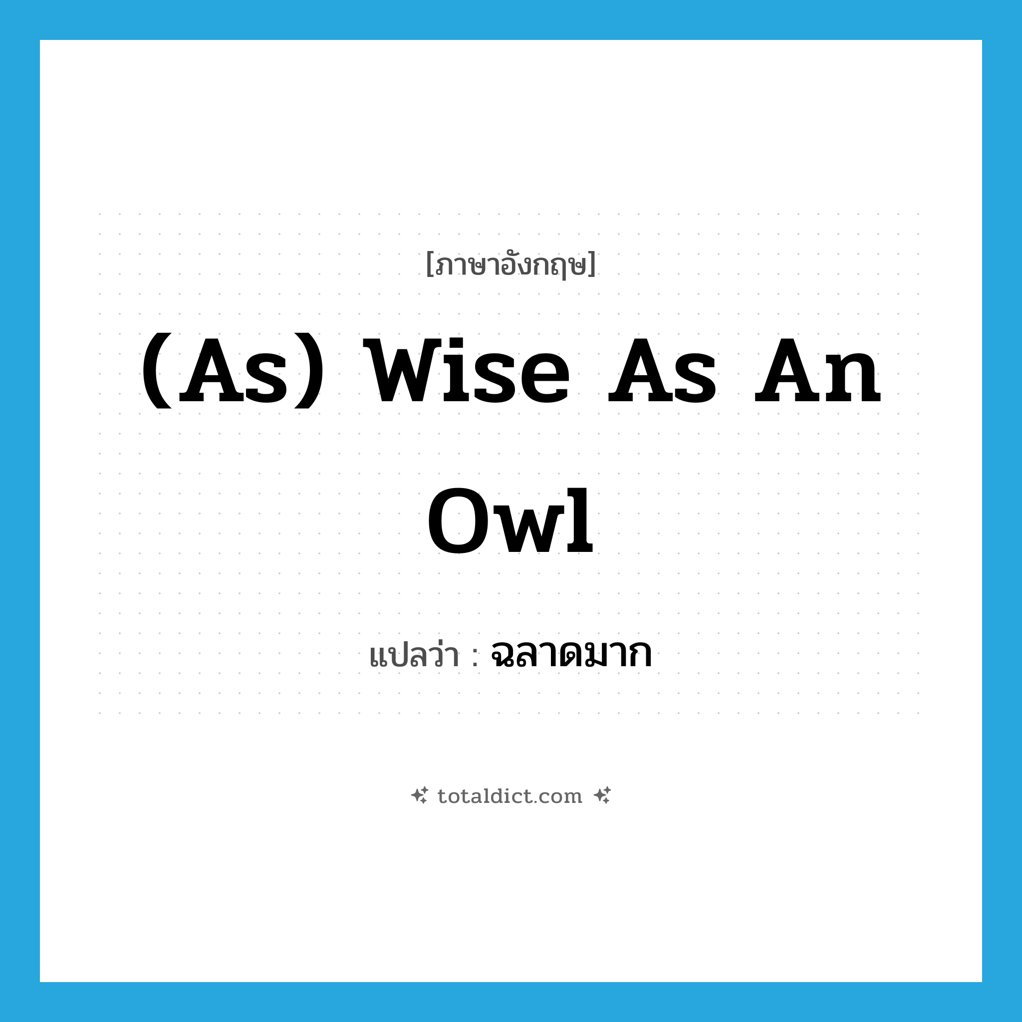 (as) wise as an owl แปลว่า?, คำศัพท์ภาษาอังกฤษ (as) wise as an owl แปลว่า ฉลาดมาก ประเภท IDM หมวด IDM