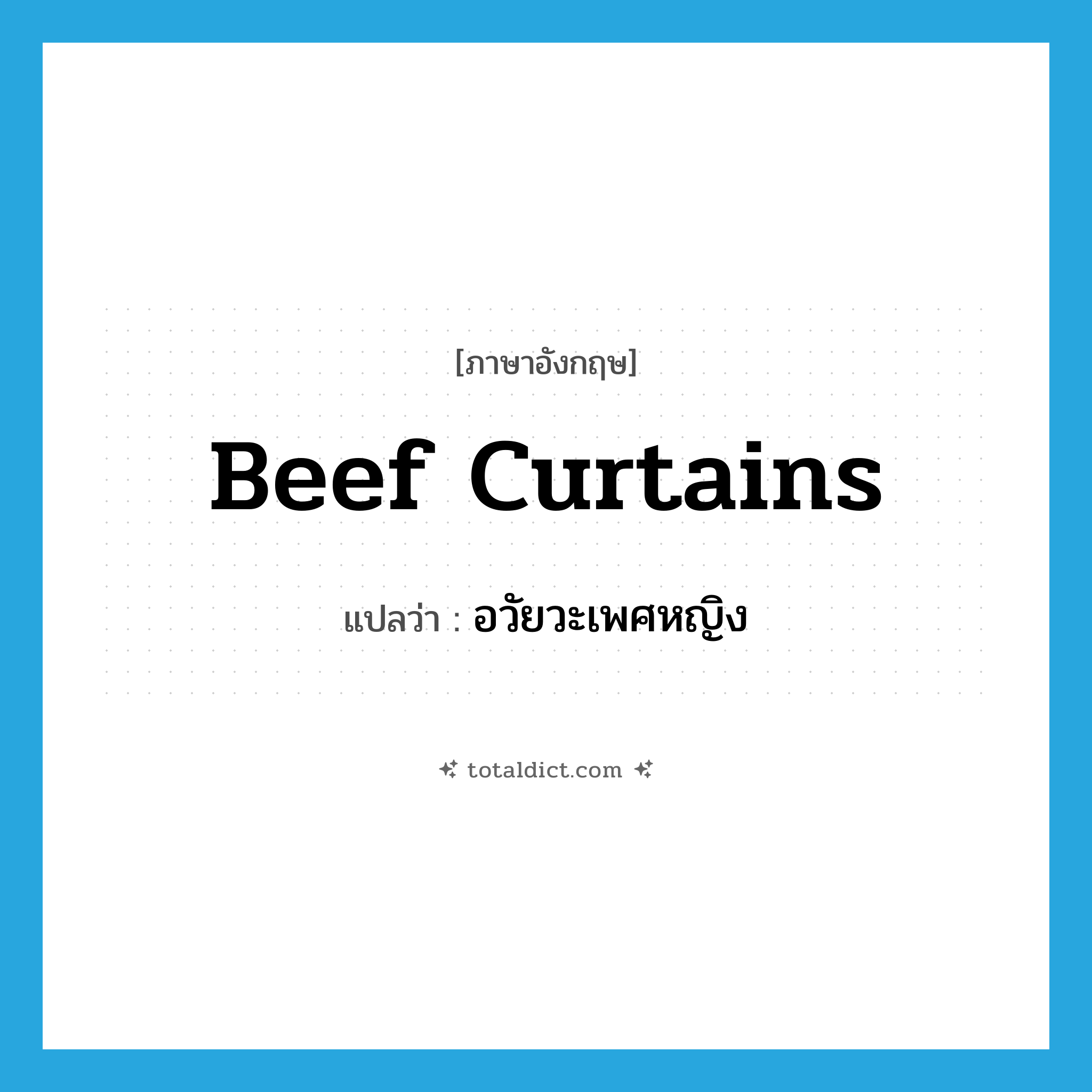 อวัยวะเพศหญิง ภาษาอังกฤษ?, คำศัพท์ภาษาอังกฤษ อวัยวะเพศหญิง แปลว่า beef curtains ประเภท SL หมวด SL