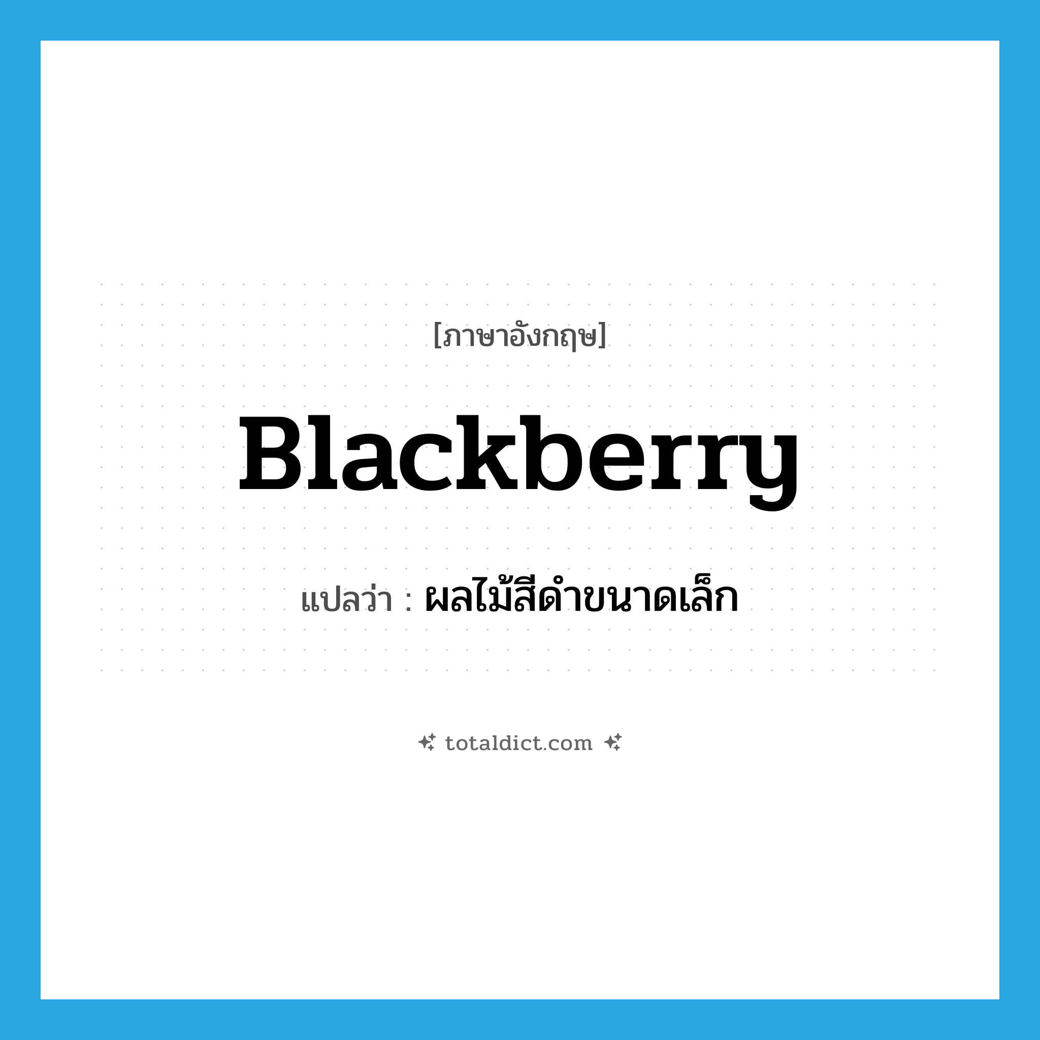 blackberry แปลว่า?, คำศัพท์ภาษาอังกฤษ blackberry แปลว่า ผลไม้สีดำขนาดเล็ก ประเภท N หมวด N