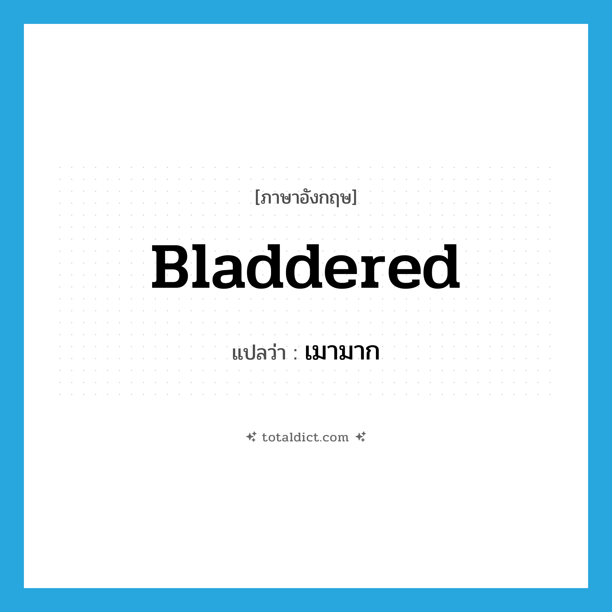 เมามาก ภาษาอังกฤษ?, คำศัพท์ภาษาอังกฤษ เมามาก แปลว่า bladdered ประเภท SL หมวด SL