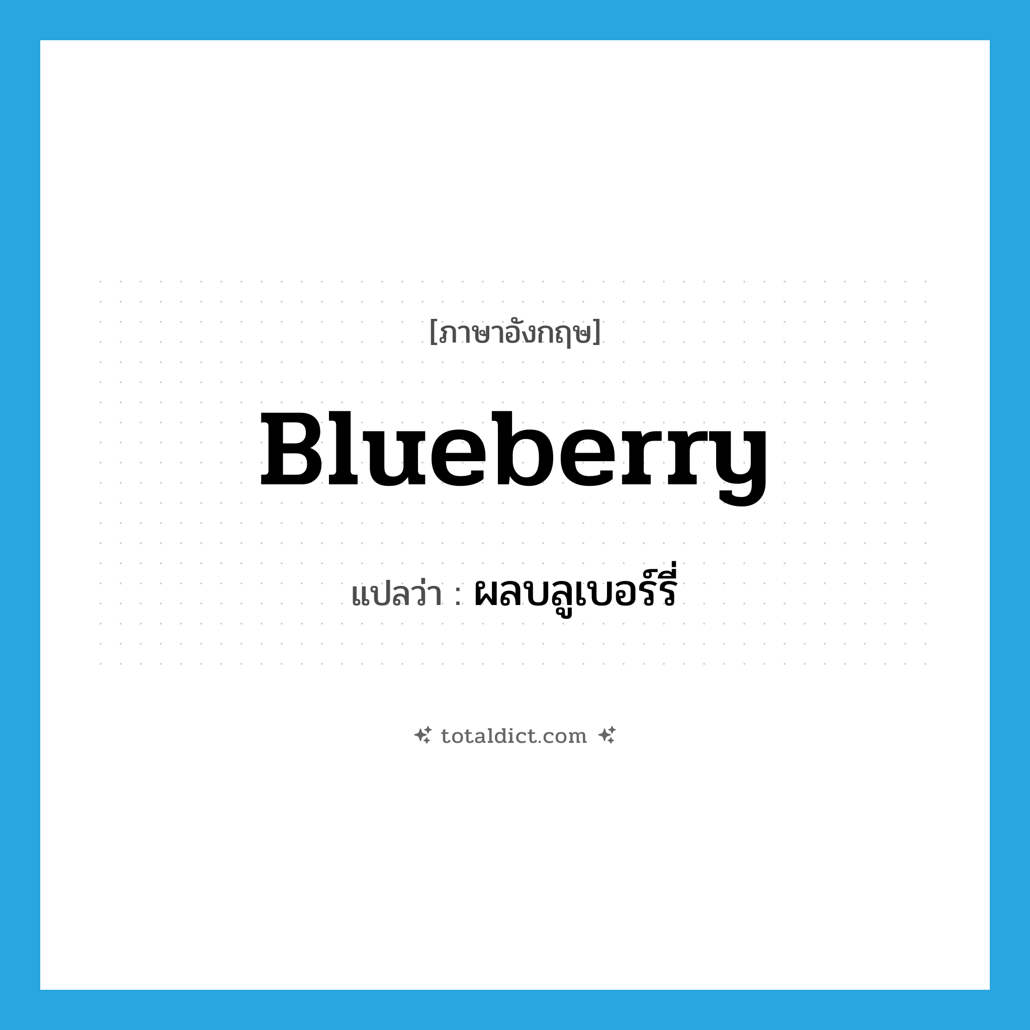 blueberry แปลว่า?, คำศัพท์ภาษาอังกฤษ blueberry แปลว่า ผลบลูเบอร์รี่ ประเภท N หมวด N