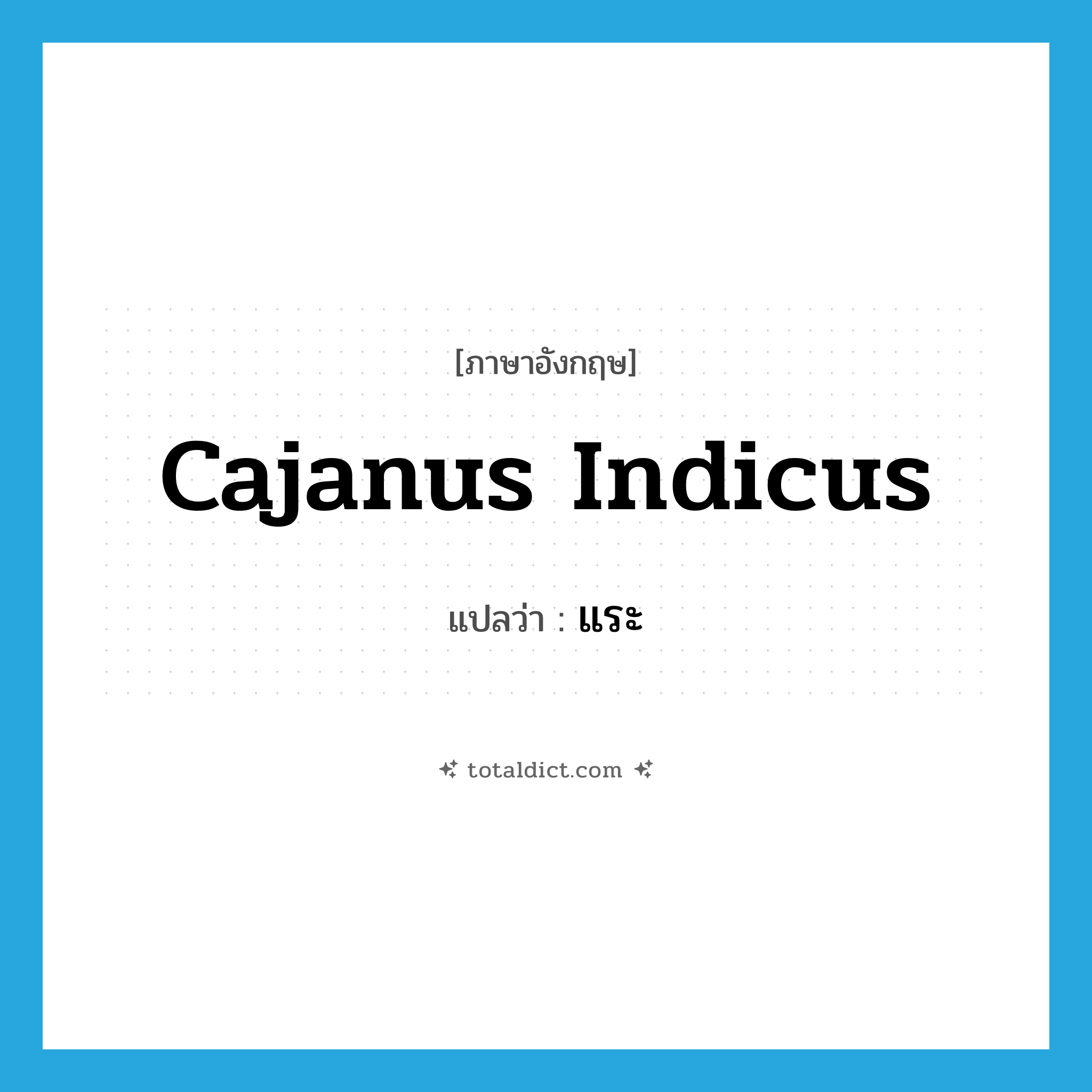 Cajanus indicus แปลว่า?, คำศัพท์ภาษาอังกฤษ Cajanus indicus แปลว่า แระ ประเภท N หมวด N