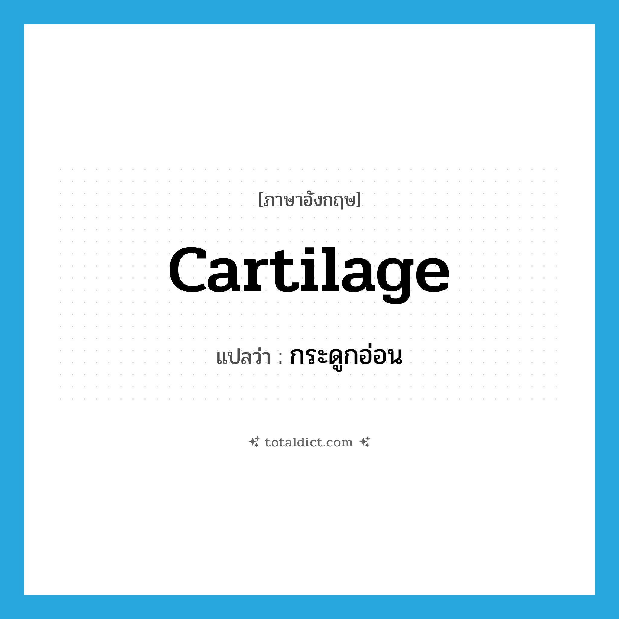 กระดูกอ่อน ภาษาอังกฤษ?, คำศัพท์ภาษาอังกฤษ กระดูกอ่อน แปลว่า cartilage ประเภท N หมวด N