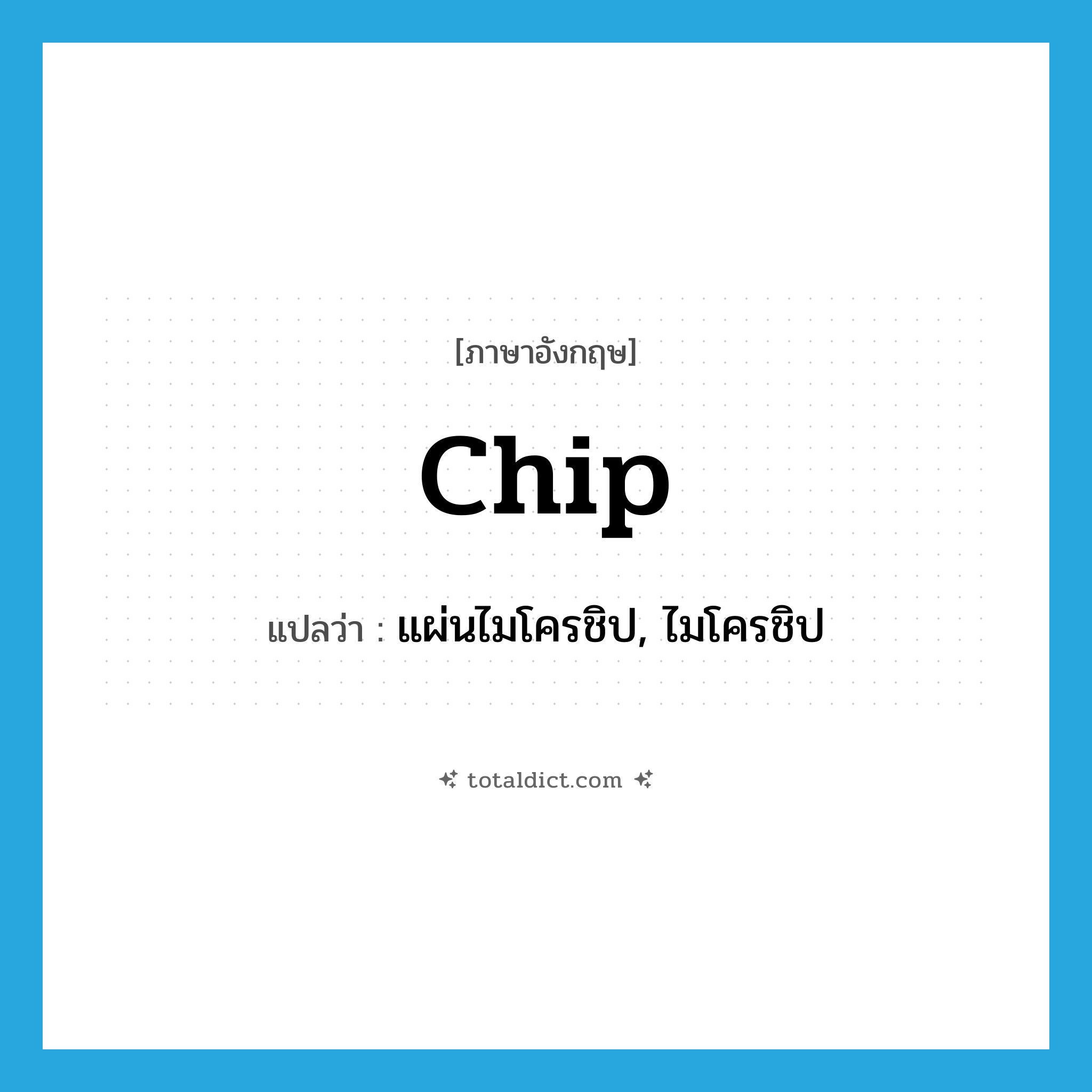 chip แปลว่า?, คำศัพท์ภาษาอังกฤษ chip แปลว่า แผ่นไมโครชิป, ไมโครชิป ประเภท N หมวด N
