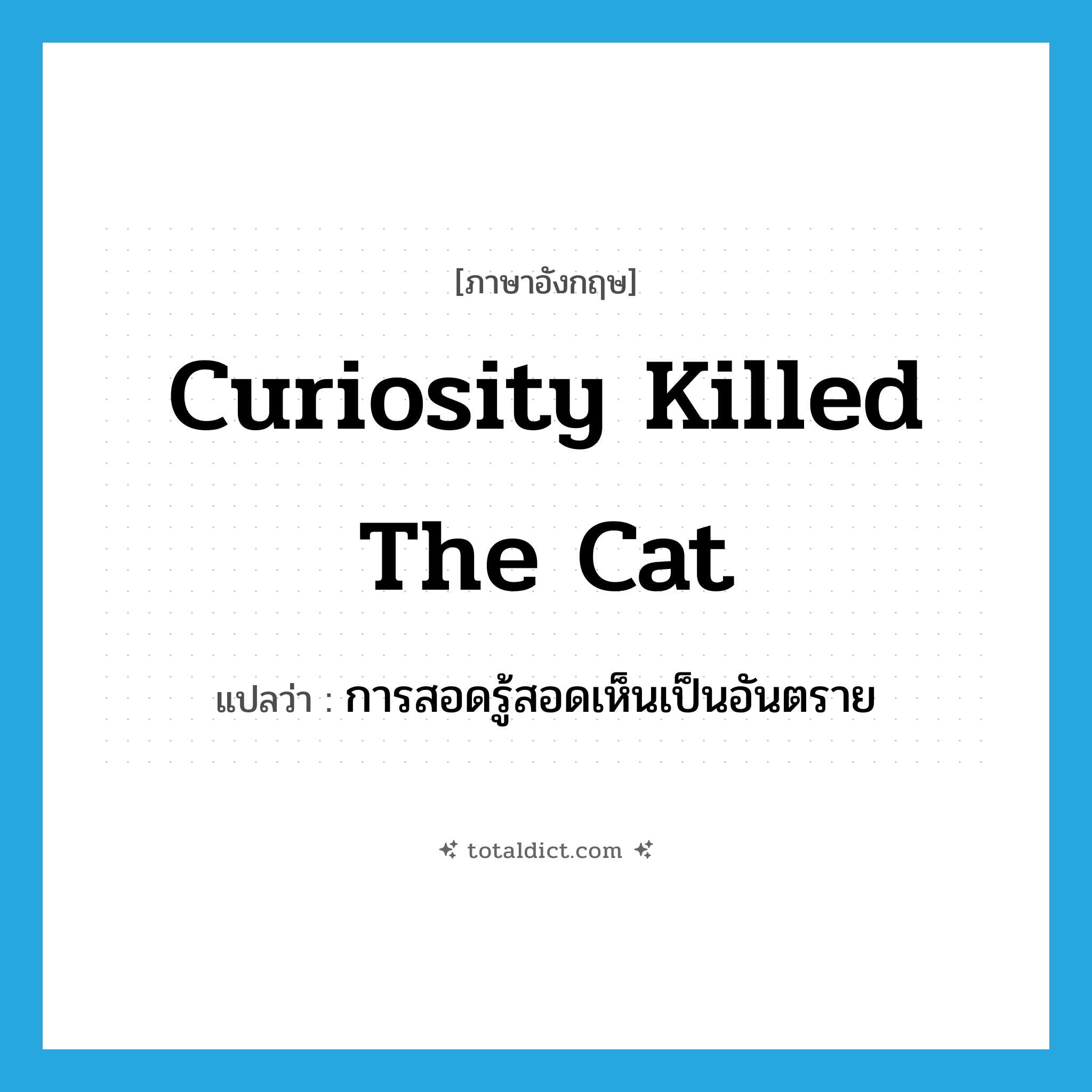 Curiosity killed the cat แปลว่า?, คำศัพท์ภาษาอังกฤษ Curiosity killed the cat แปลว่า การสอดรู้สอดเห็นเป็นอันตราย ประเภท IDM หมวด IDM