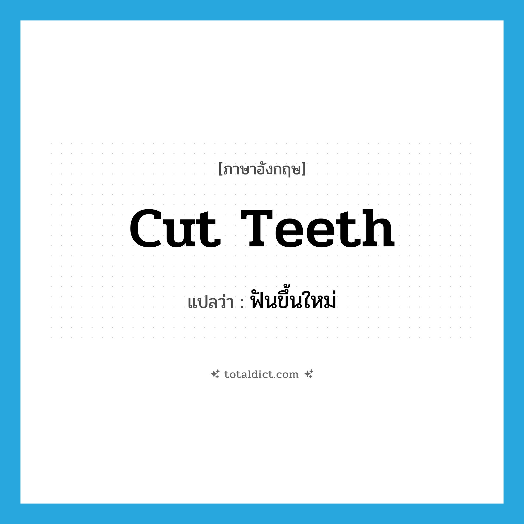 cut teeth แปลว่า?, คำศัพท์ภาษาอังกฤษ cut teeth แปลว่า ฟันขึ้นใหม่ ประเภท IDM หมวด IDM