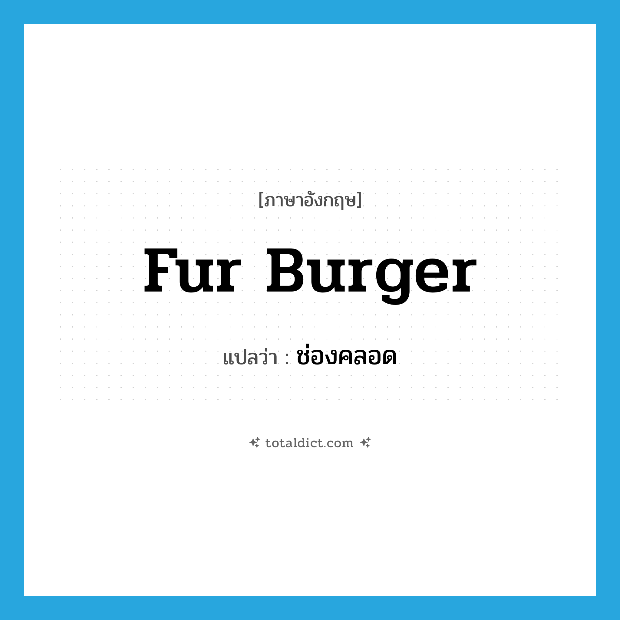 ช่องคลอด ภาษาอังกฤษ?, คำศัพท์ภาษาอังกฤษ ช่องคลอด แปลว่า fur burger ประเภท SL หมวด SL