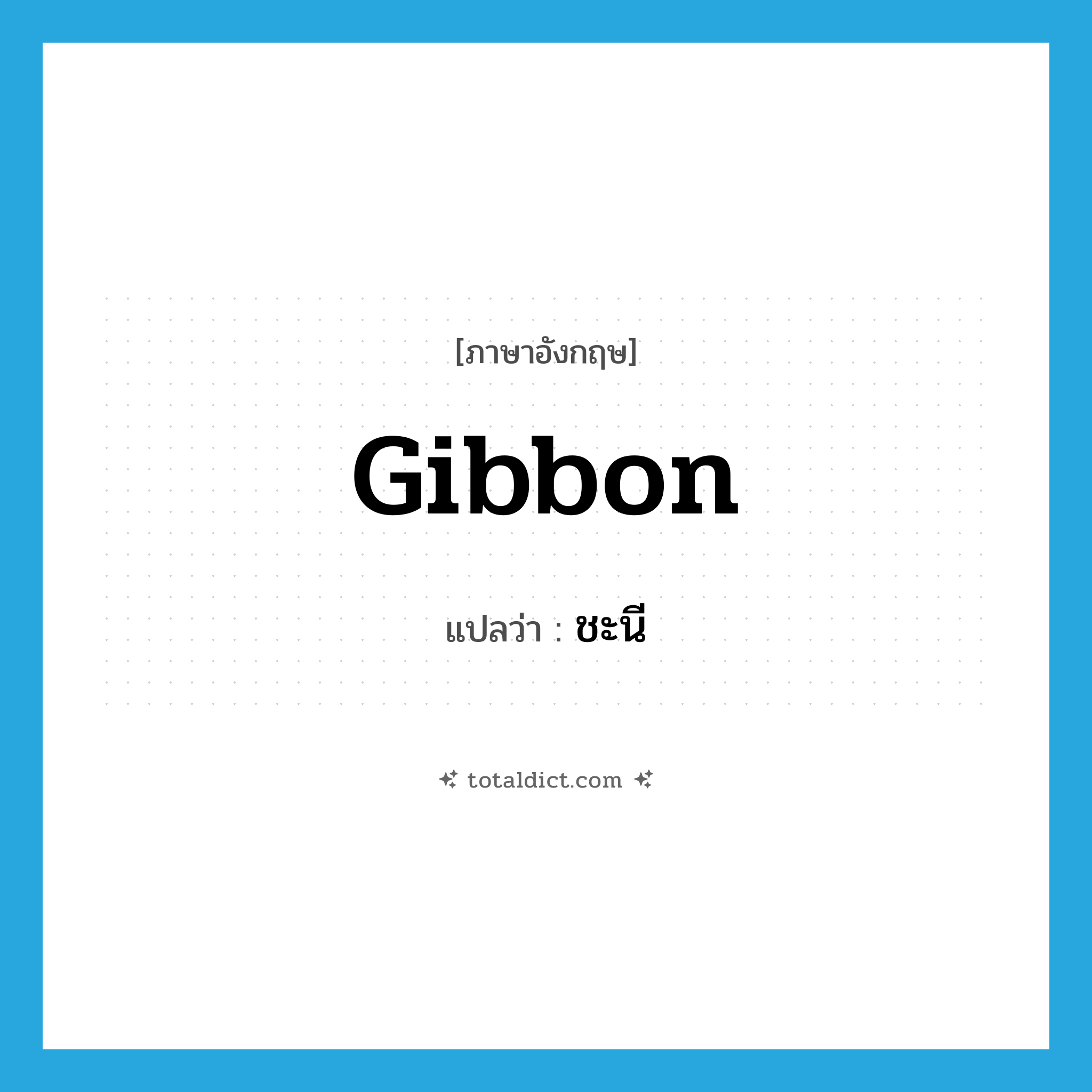 gibbon แปลว่า?, คำศัพท์ภาษาอังกฤษ gibbon แปลว่า ชะนี ประเภท N หมวด N