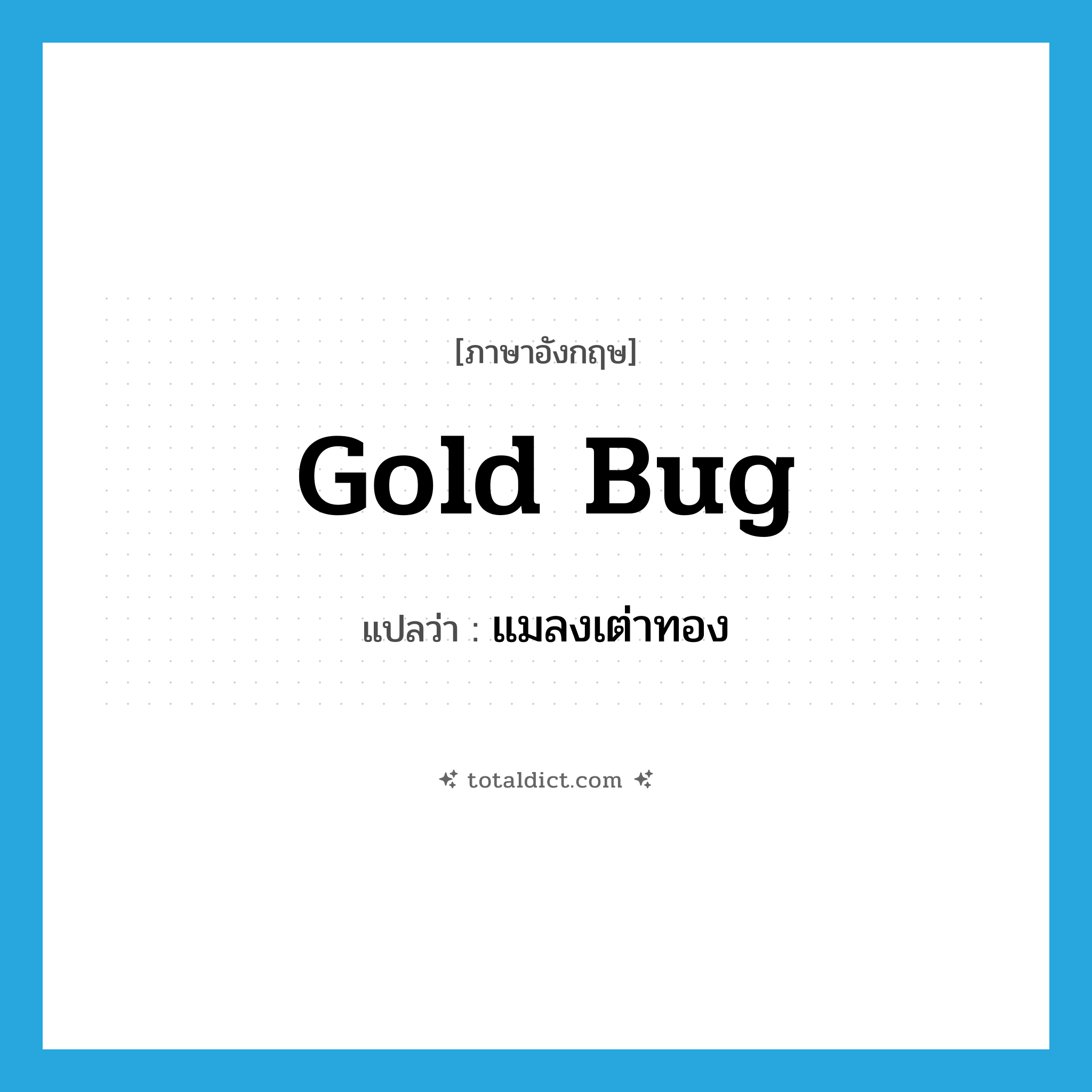 gold bug แปลว่า?, คำศัพท์ภาษาอังกฤษ gold bug แปลว่า แมลงเต่าทอง ประเภท N หมวด N