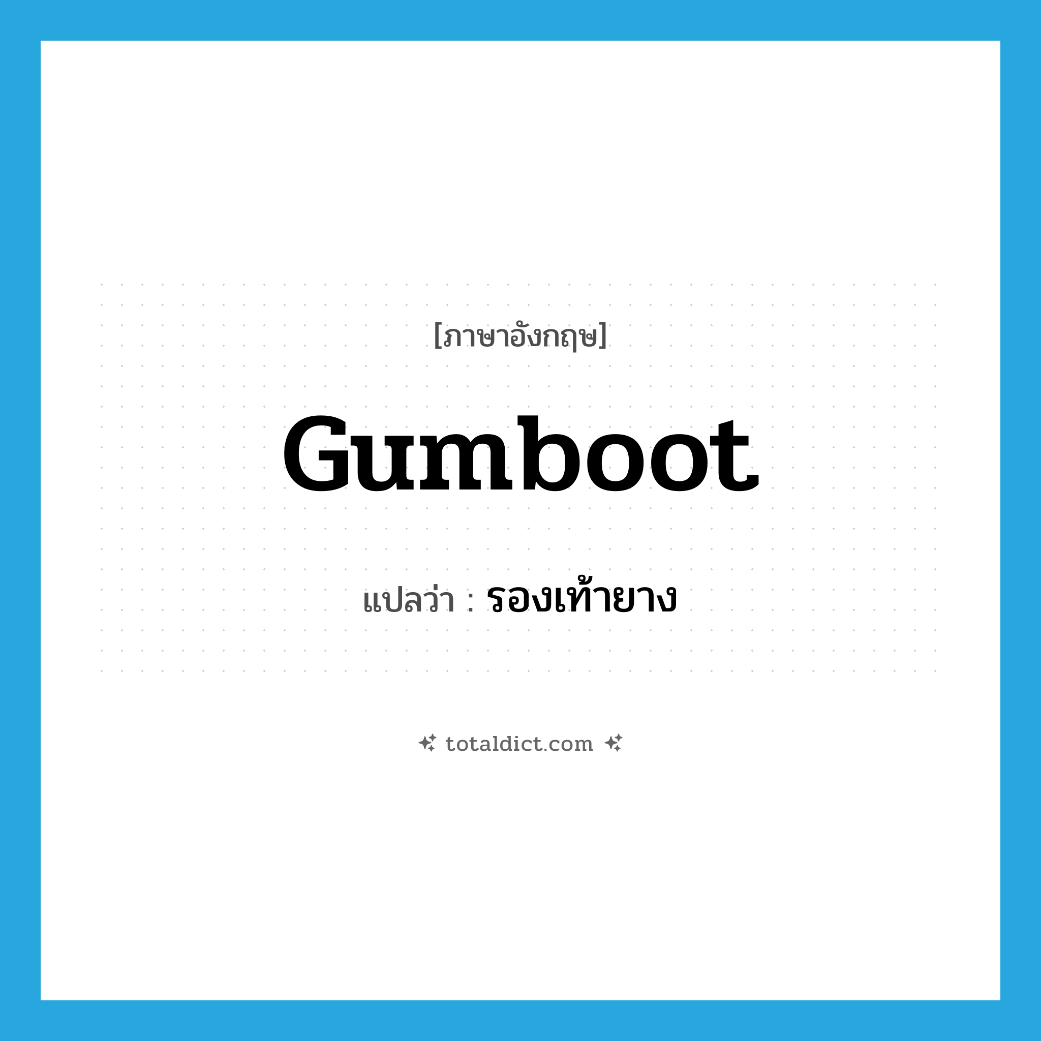gumboot แปลว่า?, คำศัพท์ภาษาอังกฤษ gumboot แปลว่า รองเท้ายาง ประเภท N หมวด N