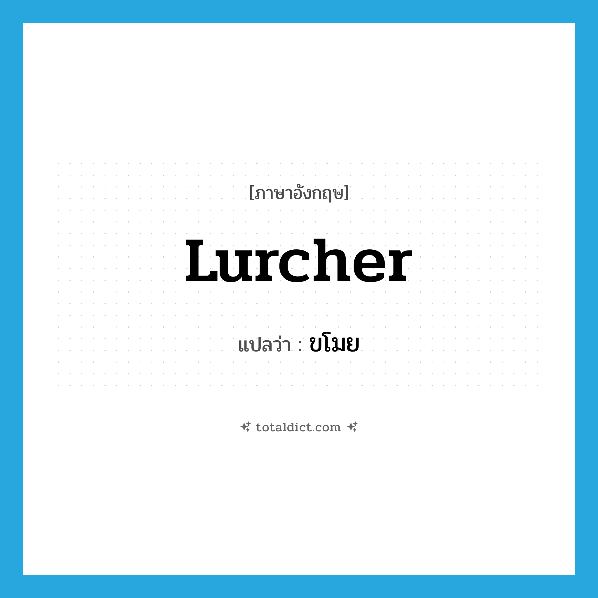 lurcher แปลว่า?, คำศัพท์ภาษาอังกฤษ lurcher แปลว่า ขโมย ประเภท N หมวด N