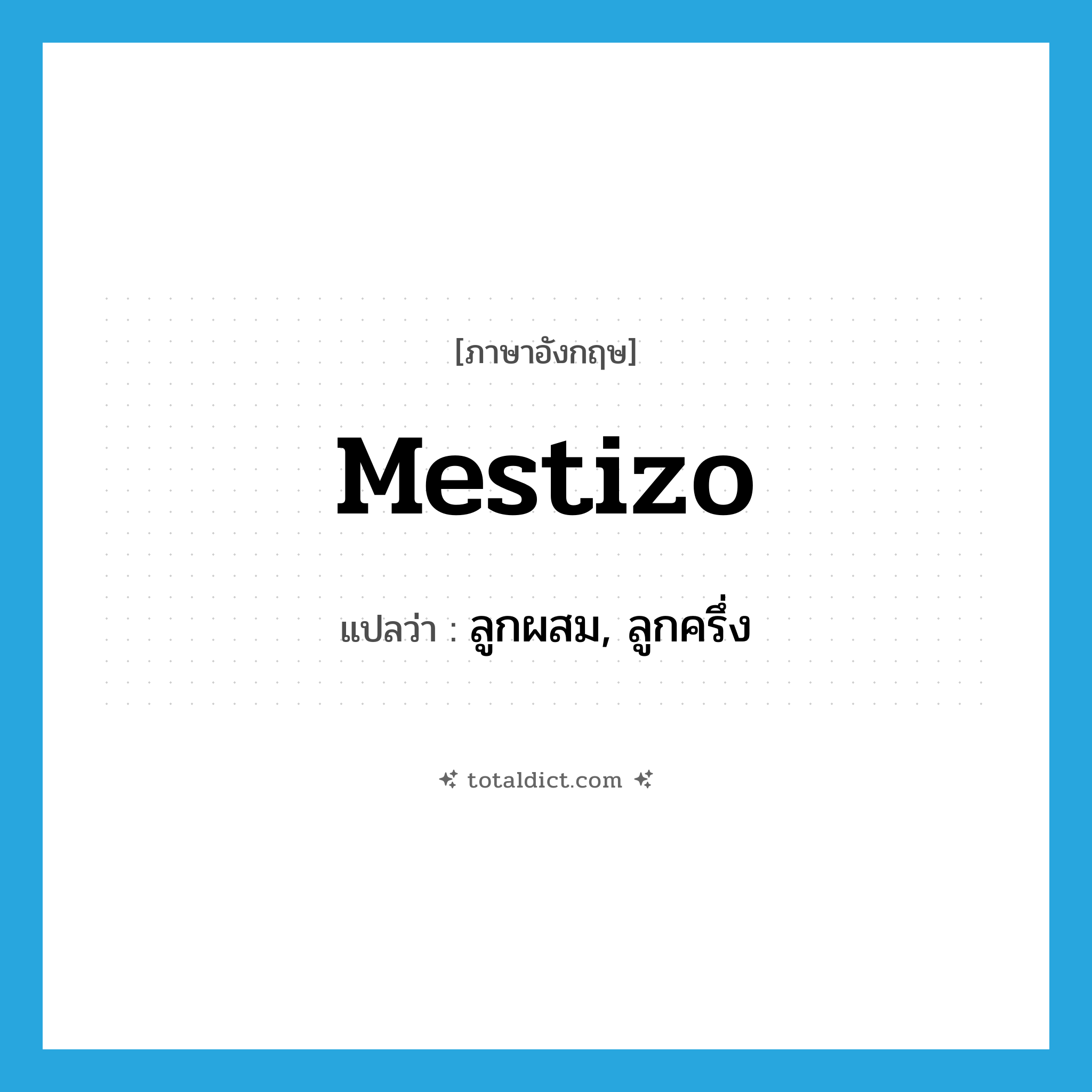 mestizo แปลว่า?, คำศัพท์ภาษาอังกฤษ mestizo แปลว่า ลูกผสม, ลูกครึ่ง ประเภท N หมวด N