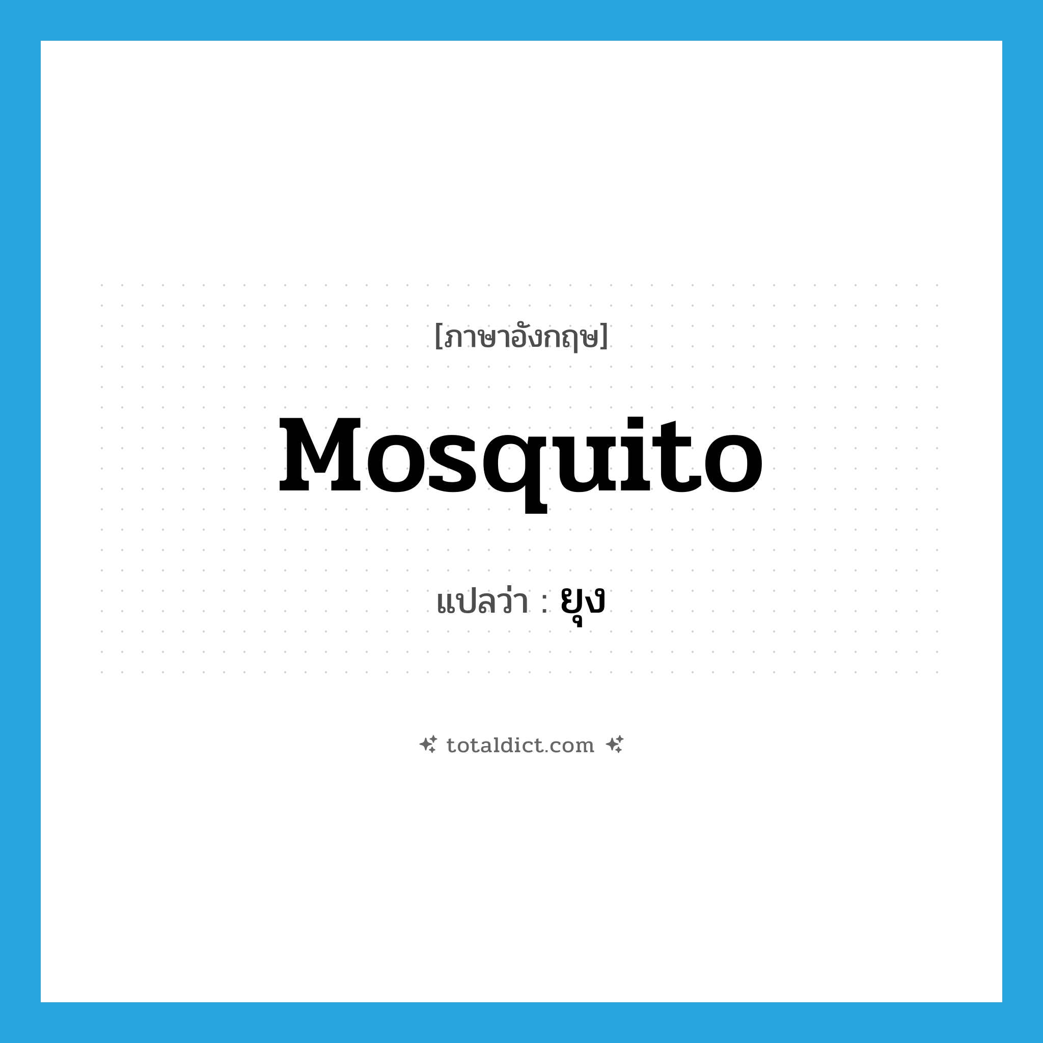 mosquito แปลว่า?, คำศัพท์ภาษาอังกฤษ mosquito แปลว่า ยุง ประเภท N หมวด N