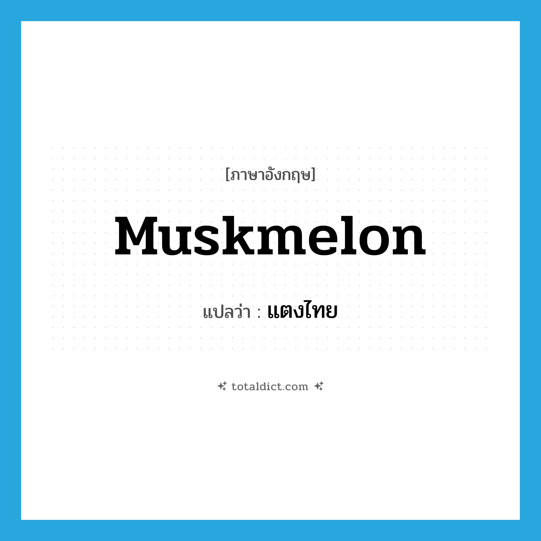 muskmelon แปลว่า?, คำศัพท์ภาษาอังกฤษ muskmelon แปลว่า แตงไทย ประเภท N หมวด N
