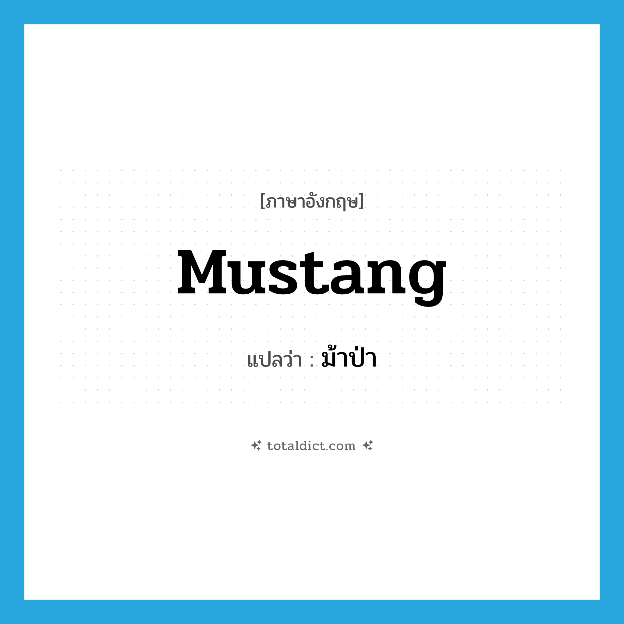 mustang แปลว่า?, คำศัพท์ภาษาอังกฤษ mustang แปลว่า ม้าป่า ประเภท N หมวด N