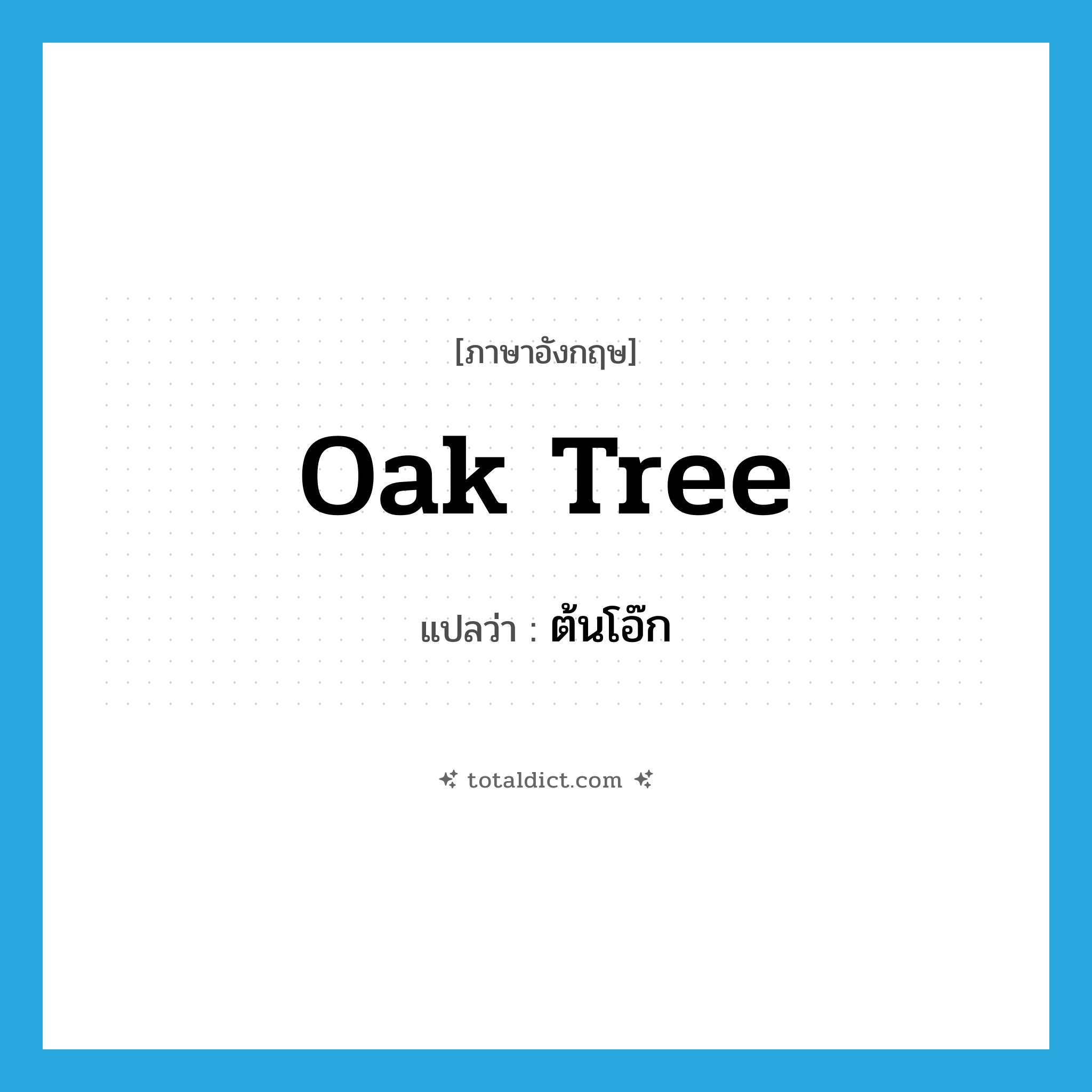 ต้นโอ๊ก ภาษาอังกฤษ?, คำศัพท์ภาษาอังกฤษ ต้นโอ๊ก แปลว่า oak tree ประเภท N หมวด N