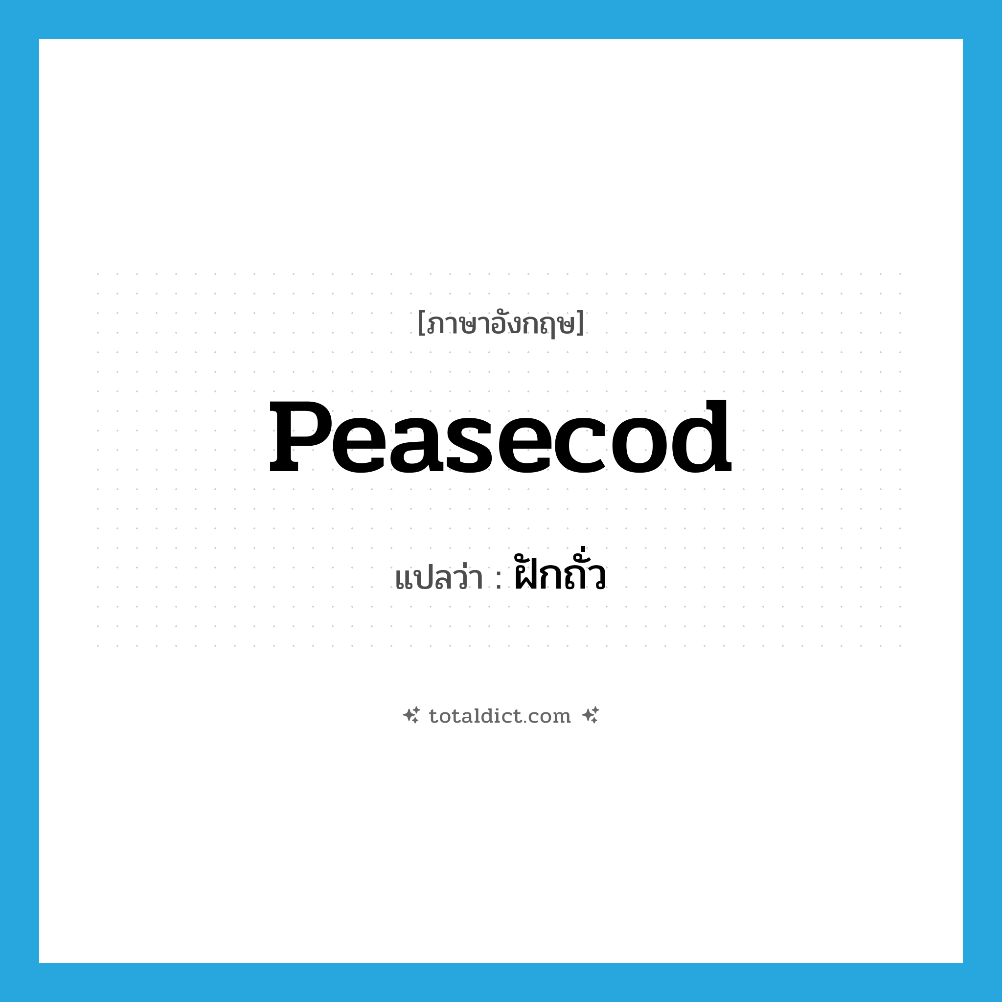 peasecod แปลว่า?, คำศัพท์ภาษาอังกฤษ peasecod แปลว่า ฝักถั่ว ประเภท N หมวด N