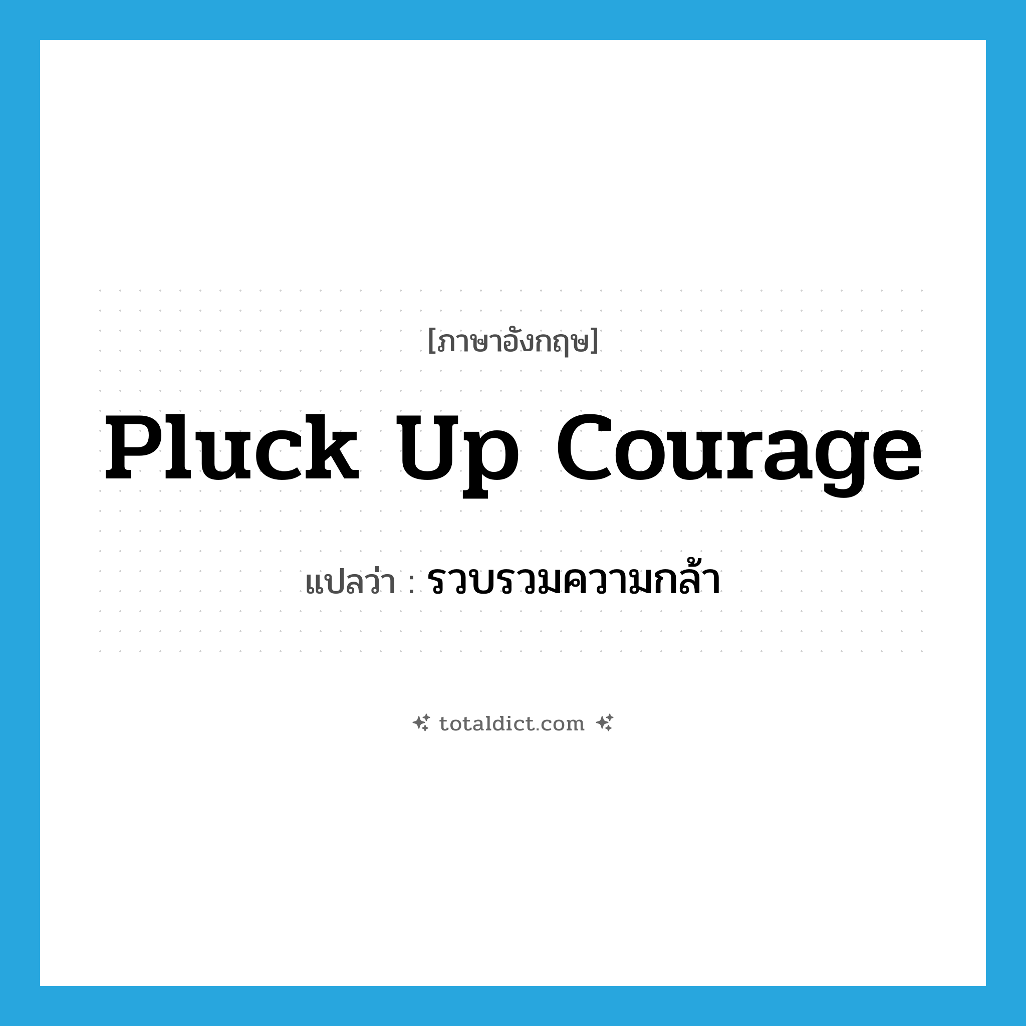pluck up courage แปลว่า?, คำศัพท์ภาษาอังกฤษ pluck up courage แปลว่า รวบรวมความกล้า ประเภท IDM หมวด IDM