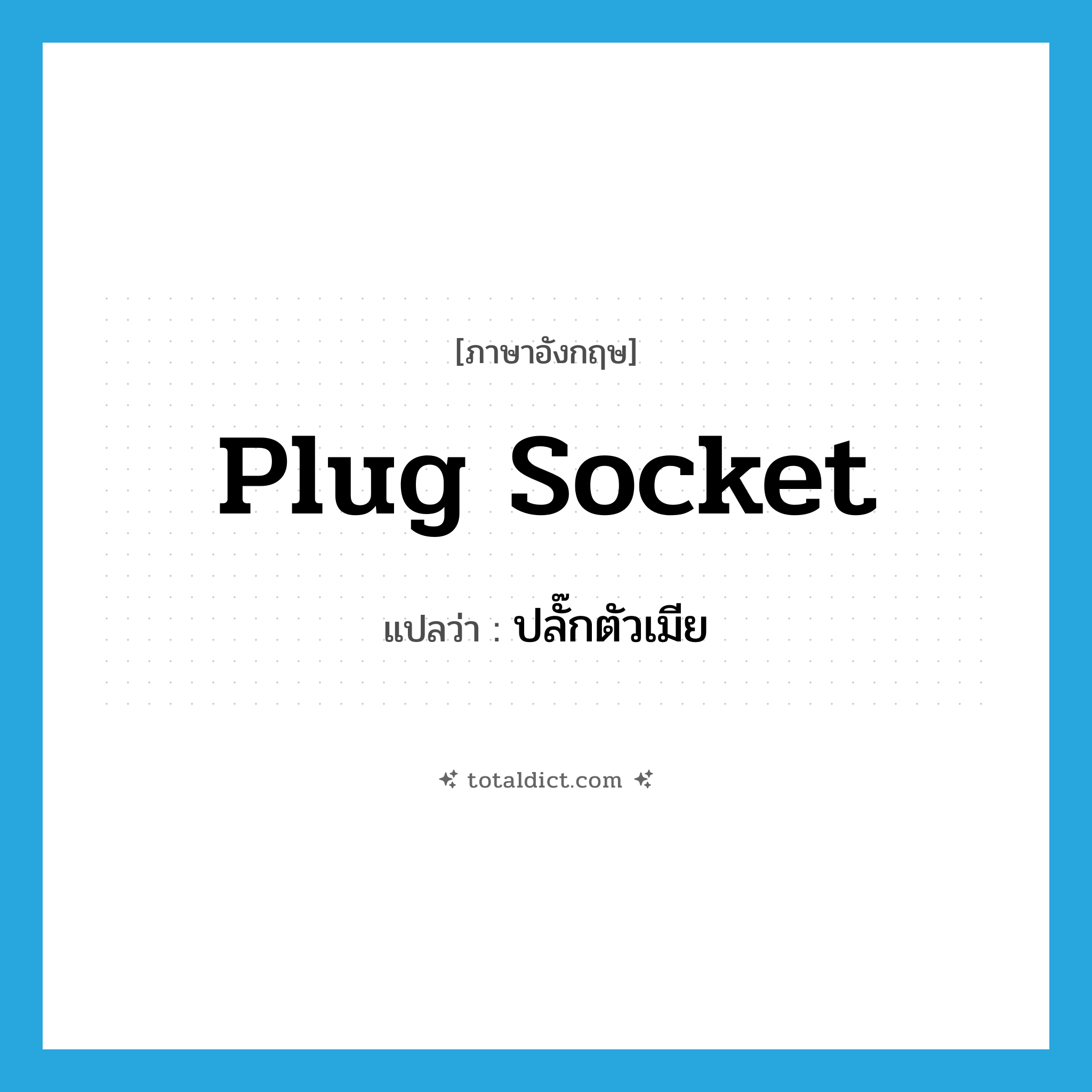 plug socket แปลว่า?, คำศัพท์ภาษาอังกฤษ plug socket แปลว่า ปลั๊กตัวเมีย ประเภท N หมวด N