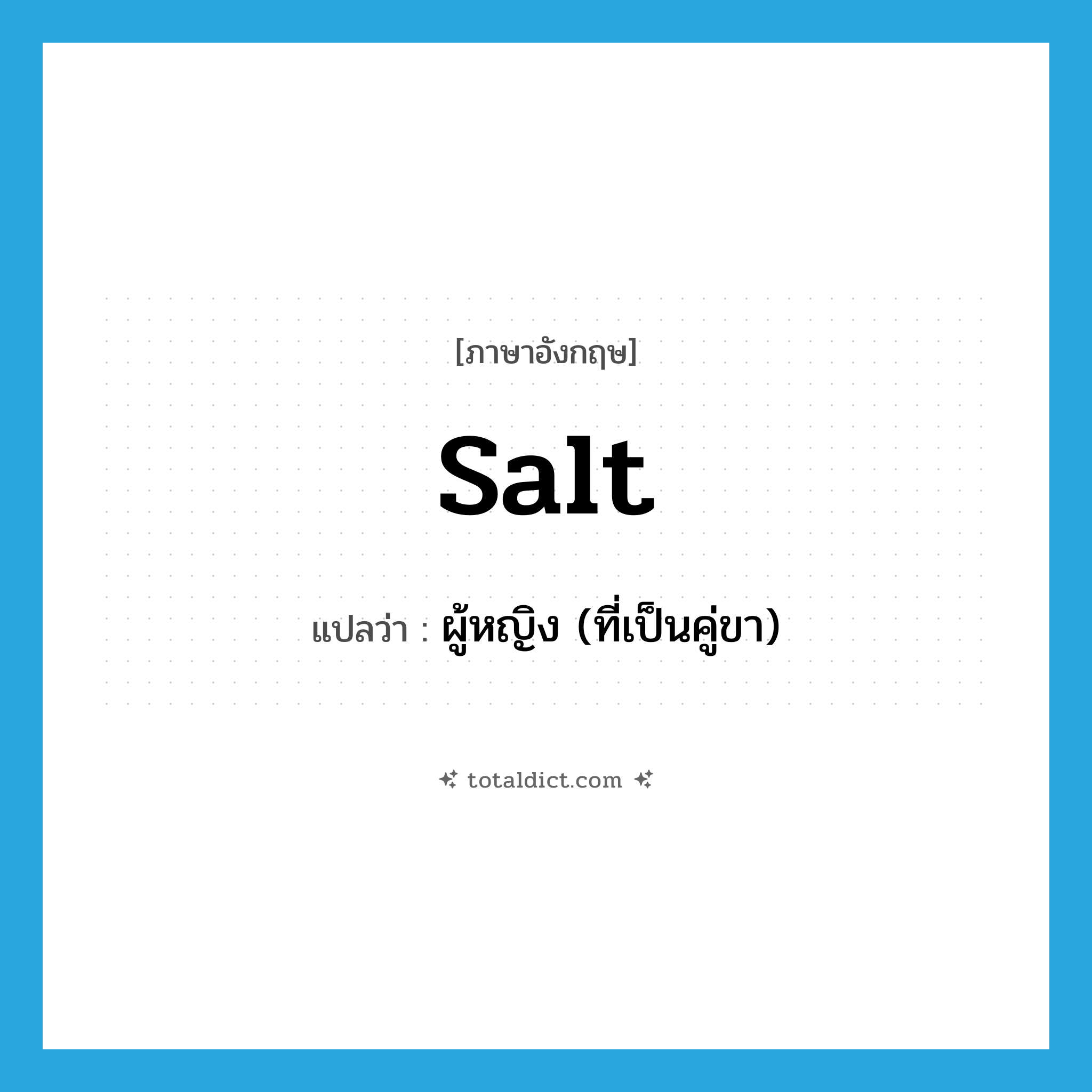salt แปลว่า?, คำศัพท์ภาษาอังกฤษ salt แปลว่า ผู้หญิง (ที่เป็นคู่ขา) ประเภท SL หมวด SL