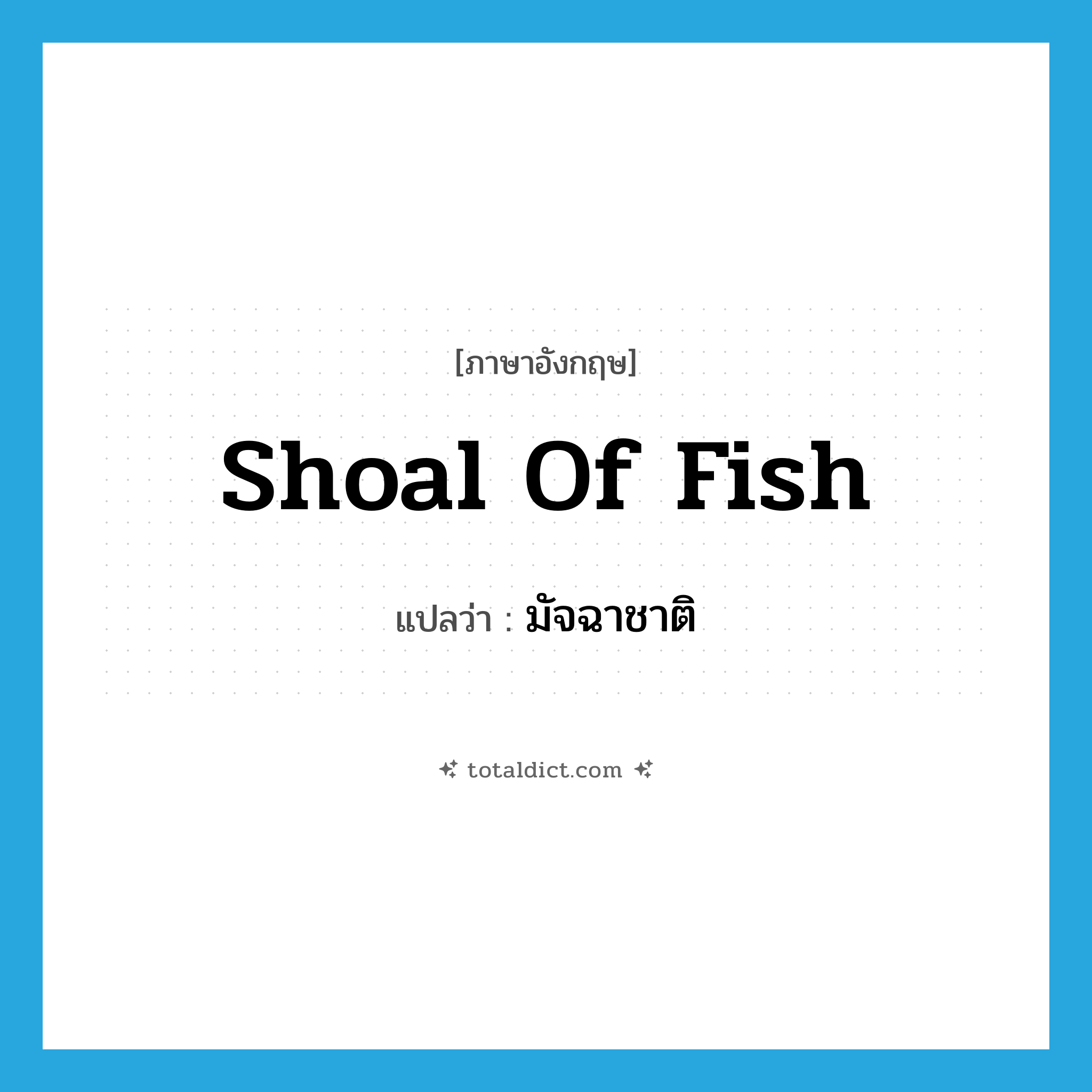 shoal of fish แปลว่า?, คำศัพท์ภาษาอังกฤษ shoal of fish แปลว่า มัจฉาชาติ ประเภท N หมวด N