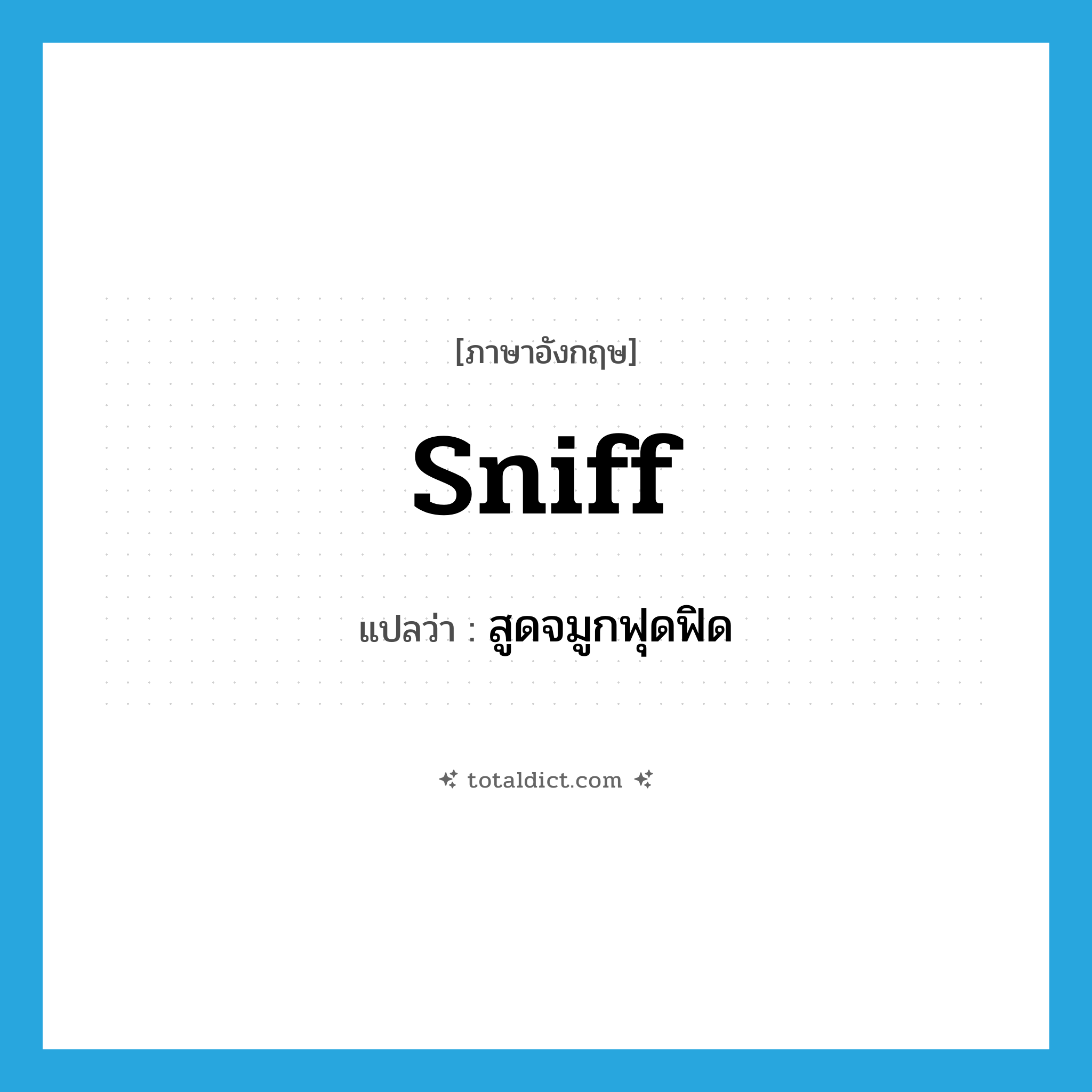 sniff แปลว่า?, คำศัพท์ภาษาอังกฤษ sniff แปลว่า สูดจมูกฟุดฟิด ประเภท VI หมวด VI