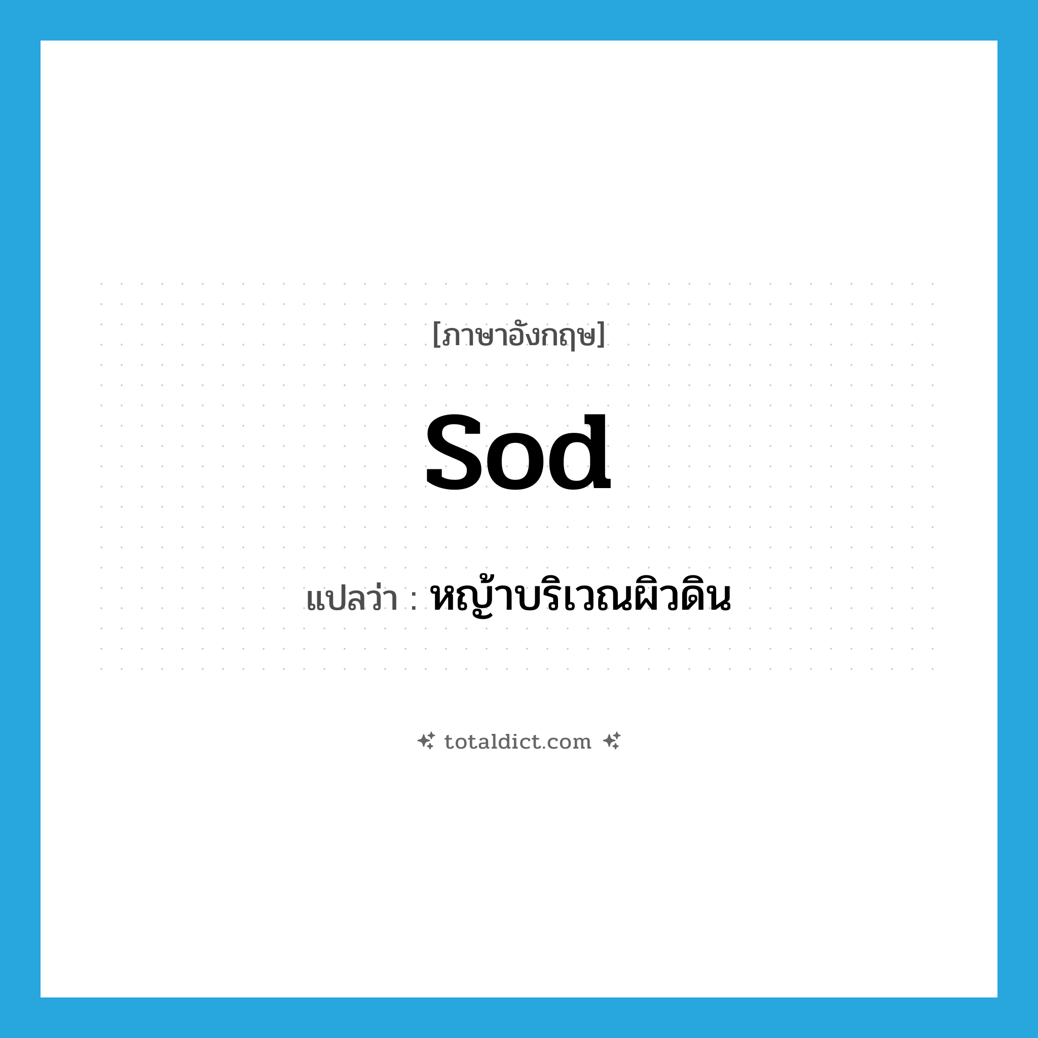sod แปลว่า?, คำศัพท์ภาษาอังกฤษ sod แปลว่า หญ้าบริเวณผิวดิน ประเภท N หมวด N