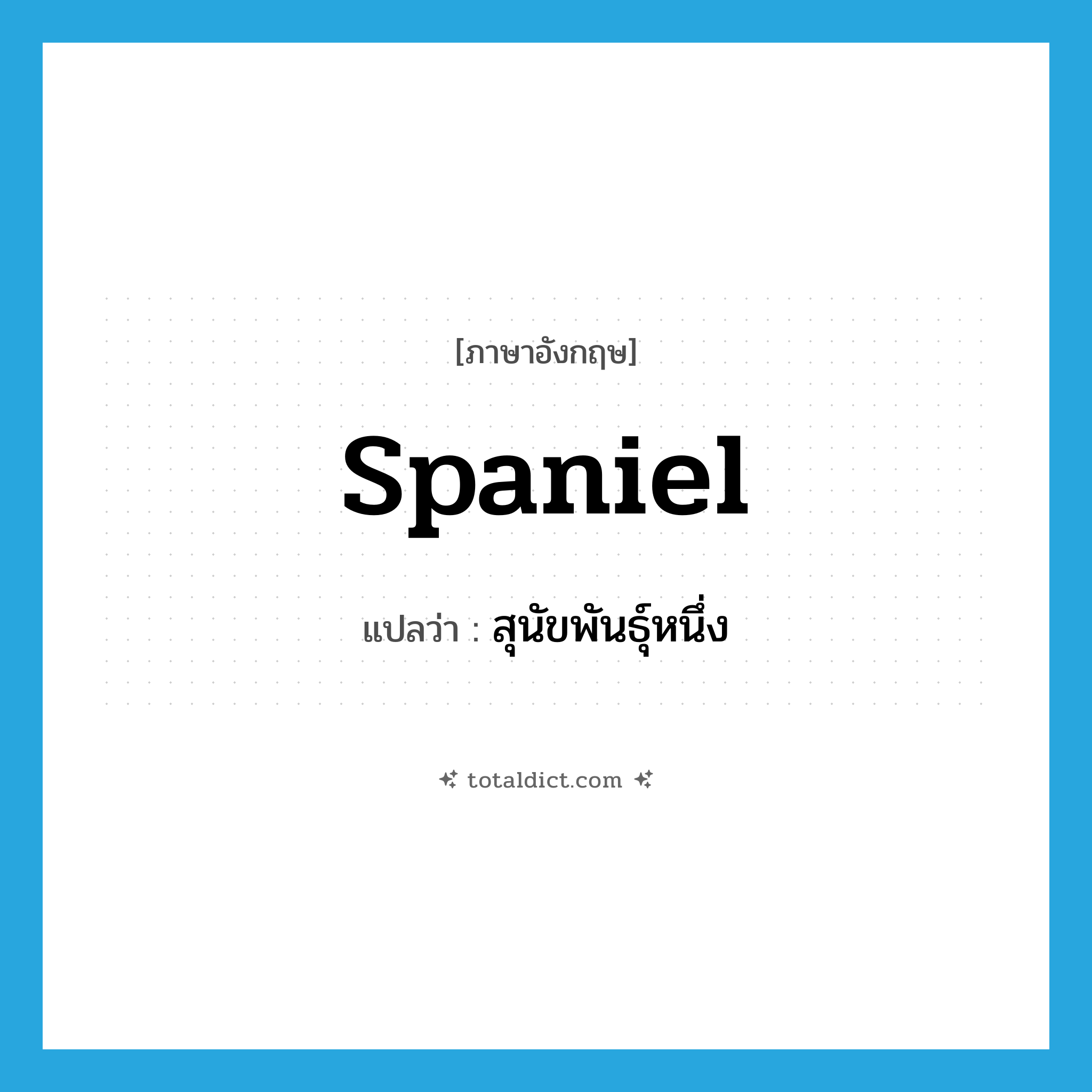 สุนัขพันธุ์หนึ่ง ภาษาอังกฤษ?, คำศัพท์ภาษาอังกฤษ สุนัขพันธุ์หนึ่ง แปลว่า spaniel ประเภท N หมวด N