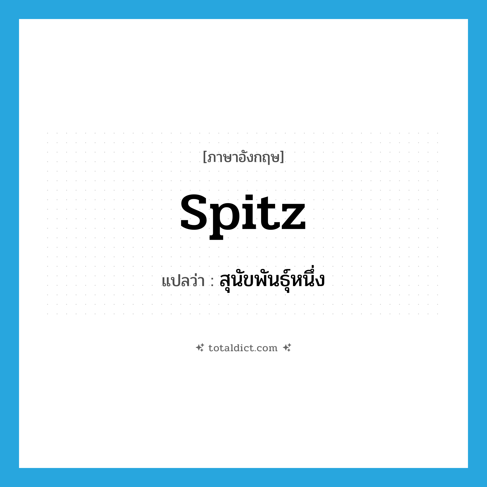 spitz แปลว่า?, คำศัพท์ภาษาอังกฤษ spitz แปลว่า สุนัขพันธุ์หนึ่ง ประเภท N หมวด N