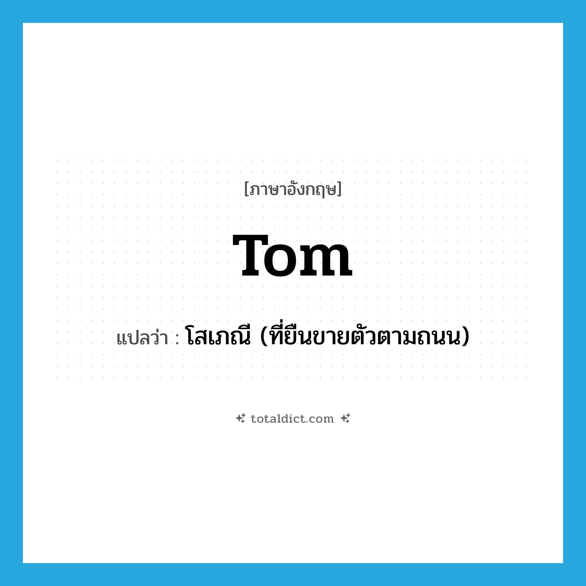 tom แปลว่า?, คำศัพท์ภาษาอังกฤษ tom แปลว่า โสเภณี (ที่ยืนขายตัวตามถนน) ประเภท SL หมวด SL