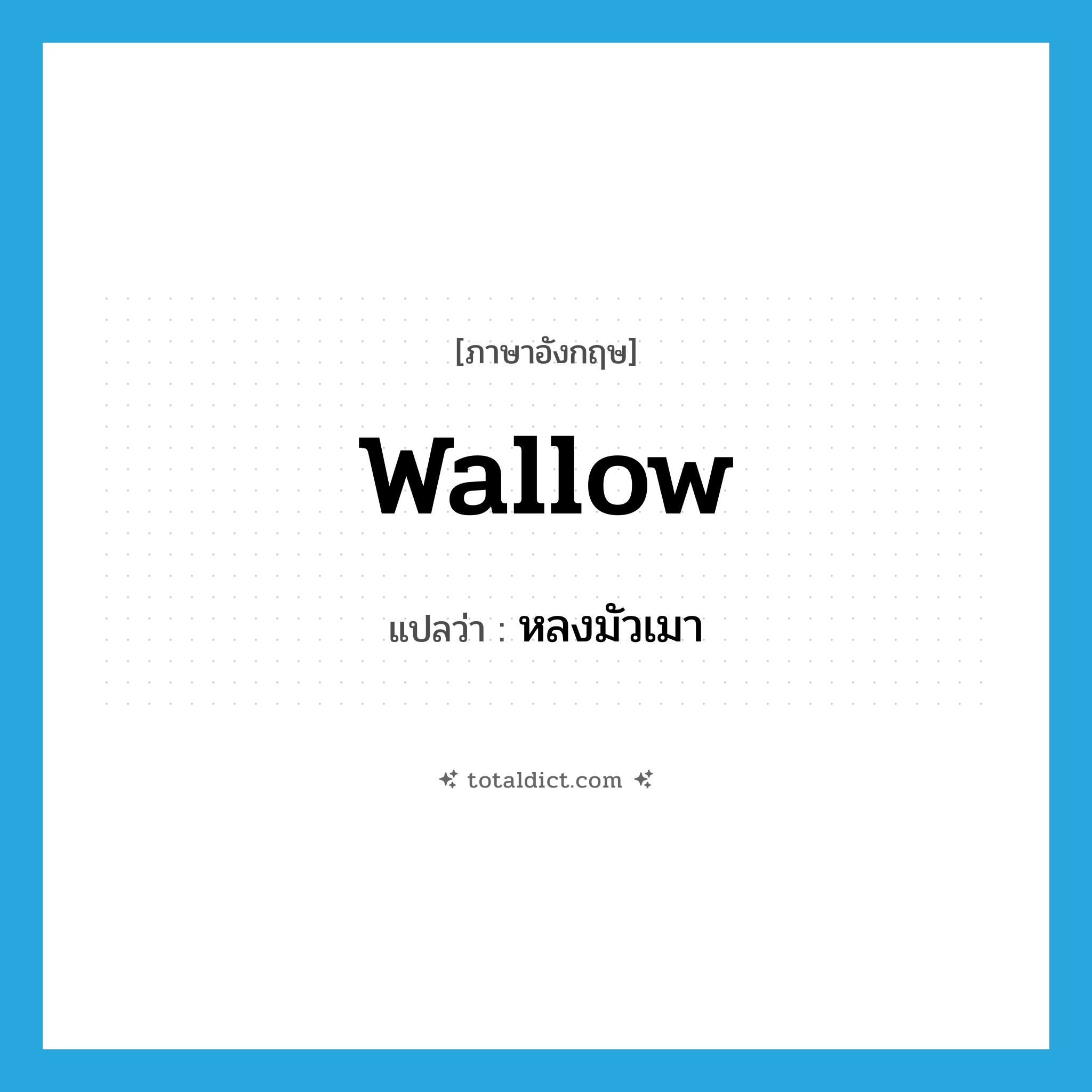wallow แปลว่า?, คำศัพท์ภาษาอังกฤษ wallow แปลว่า หลงมัวเมา ประเภท VI หมวด VI