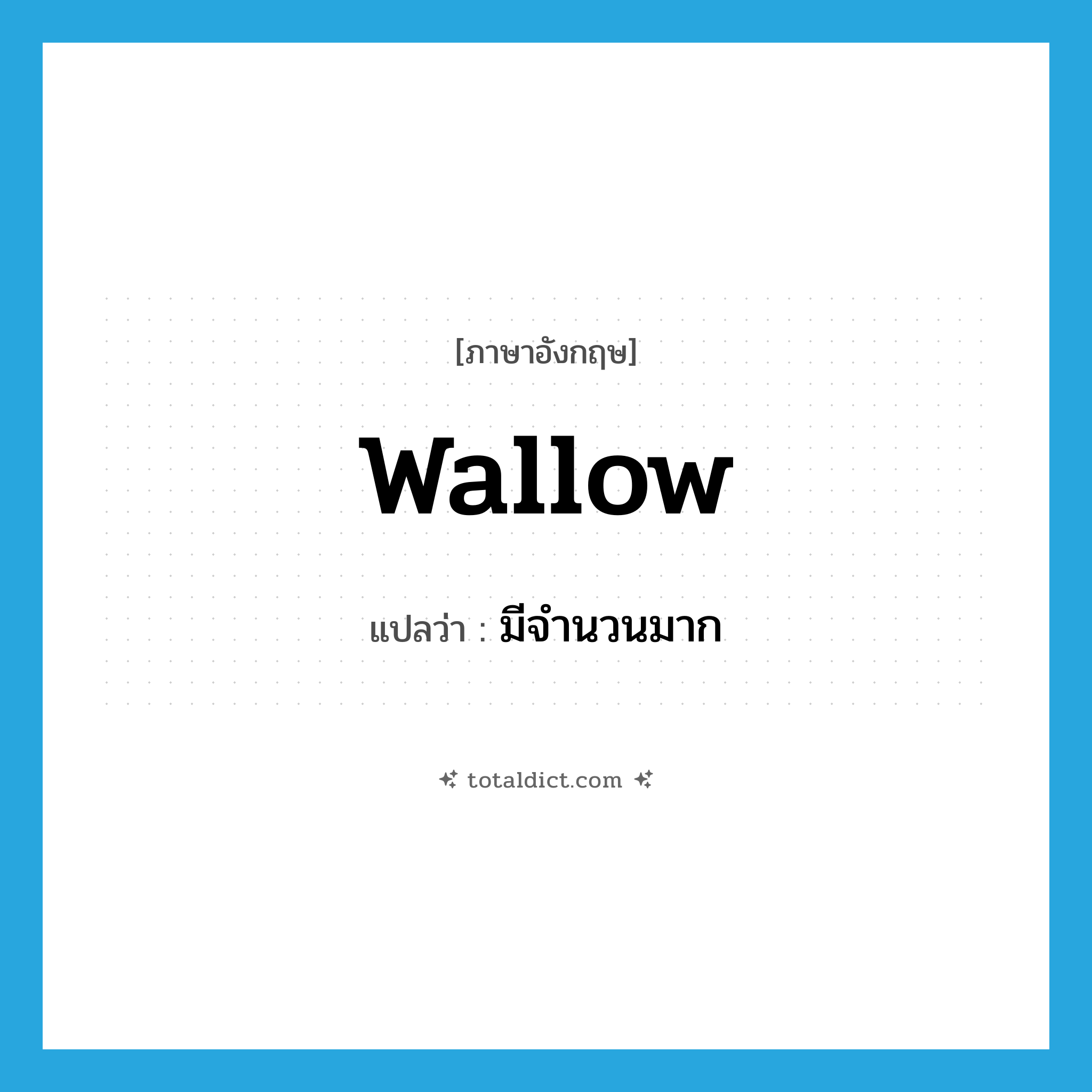 wallow แปลว่า?, คำศัพท์ภาษาอังกฤษ wallow แปลว่า มีจำนวนมาก ประเภท VI หมวด VI