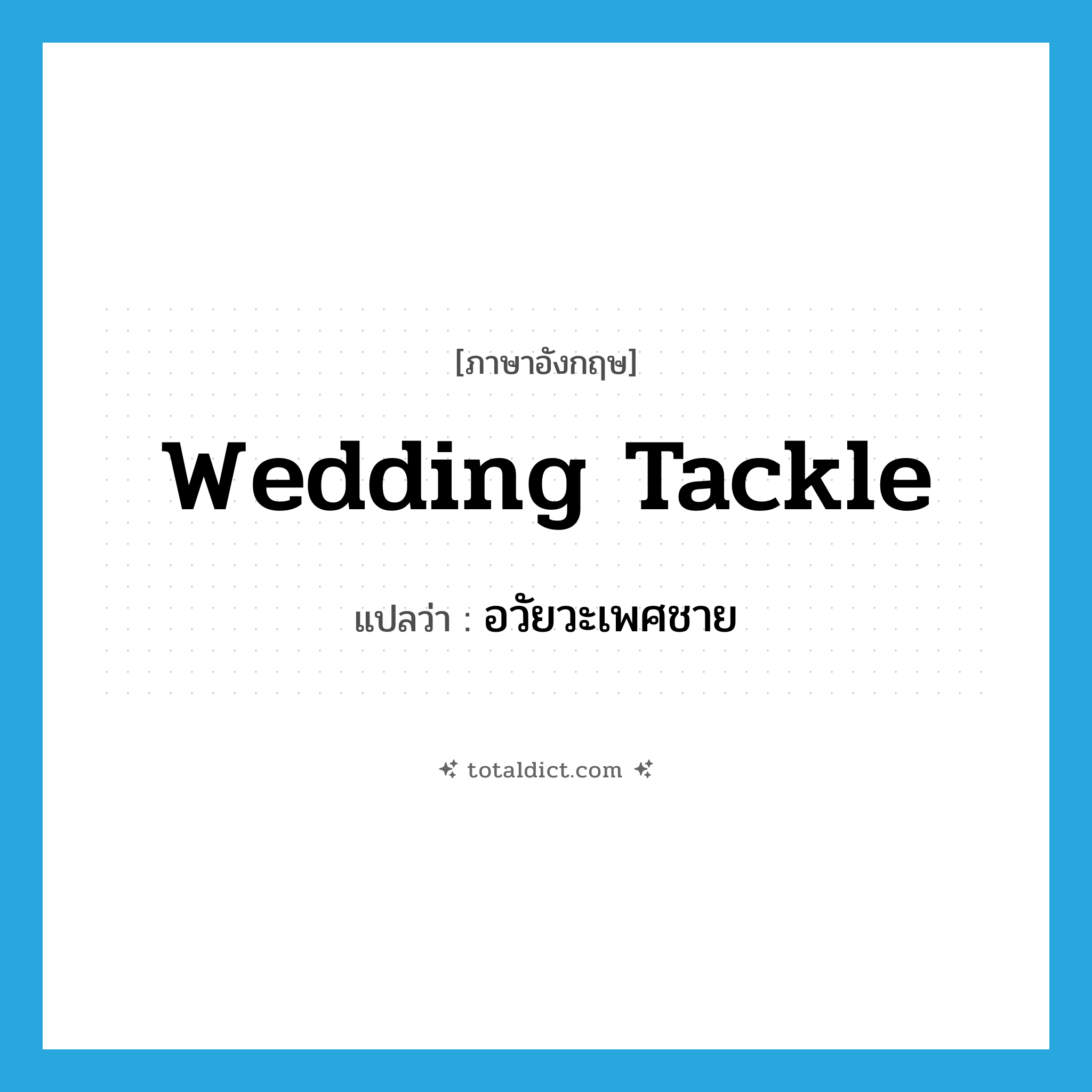 wedding tackle แปลว่า?, คำศัพท์ภาษาอังกฤษ wedding tackle แปลว่า อวัยวะเพศชาย ประเภท SL หมวด SL